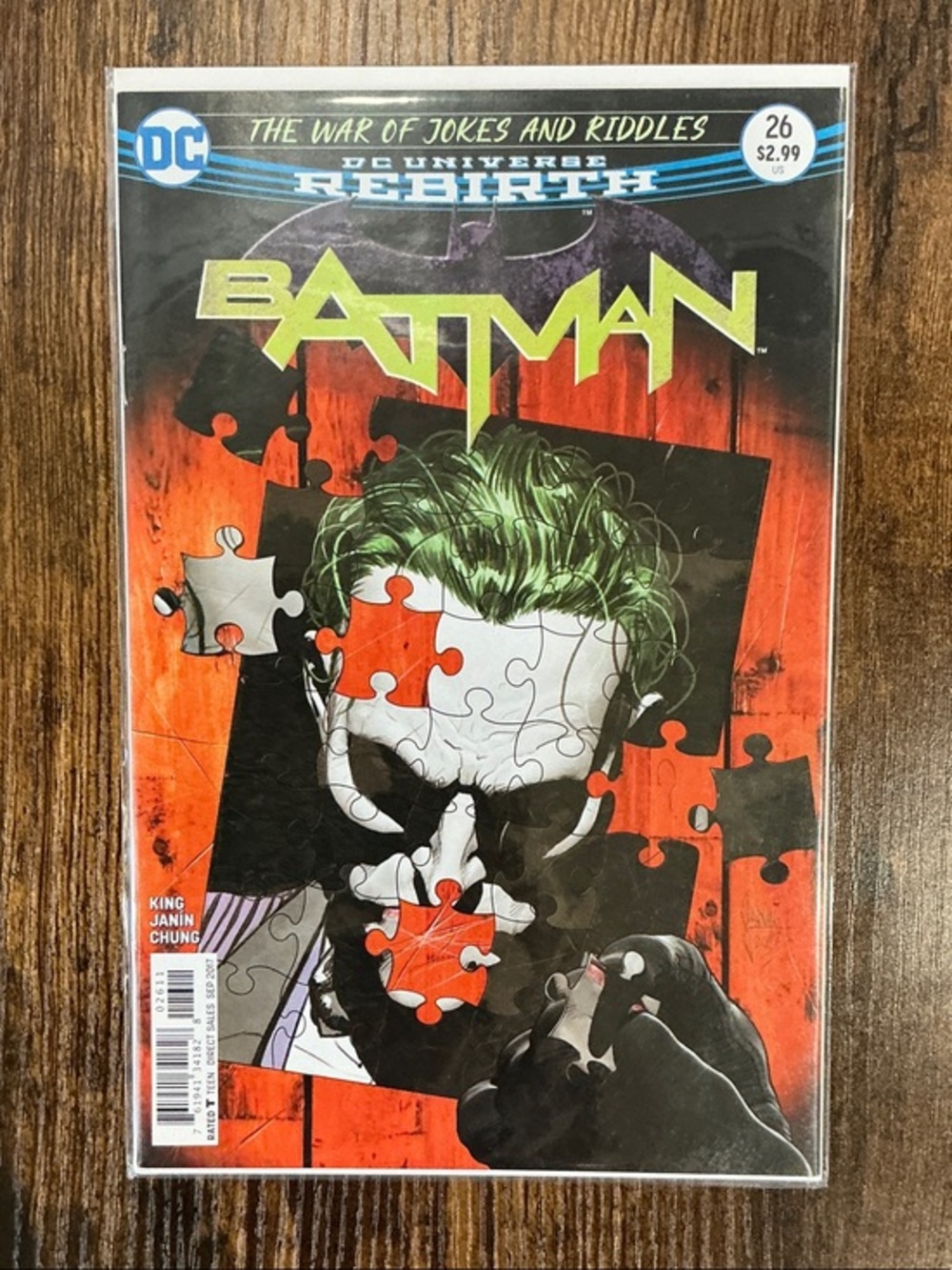 DC Batman Comic Cover — Joker Puzzle Art with Red and Green